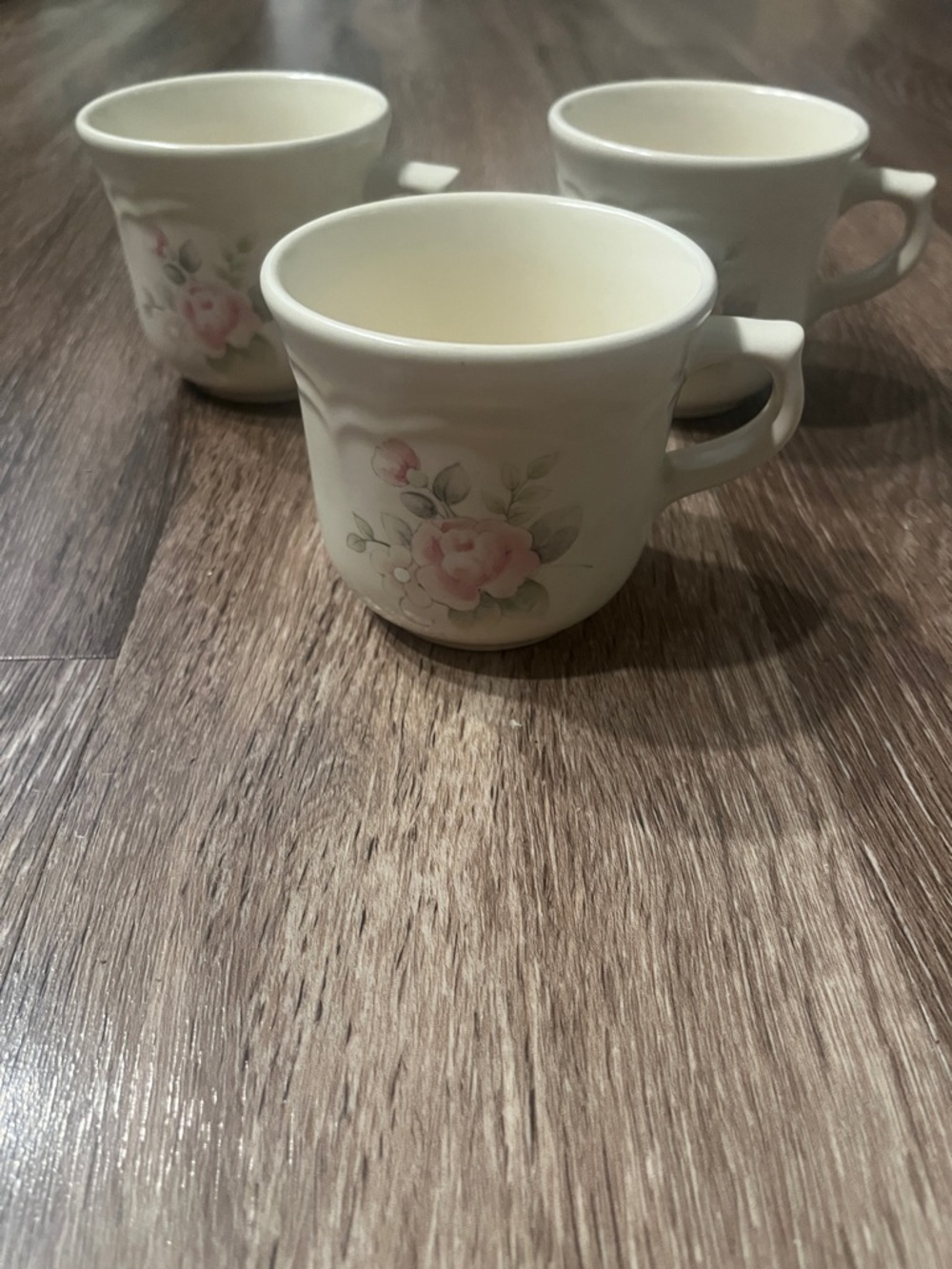 Pfaltzgraff Cream Tea Rose Ceramic Mugs - Set of 3